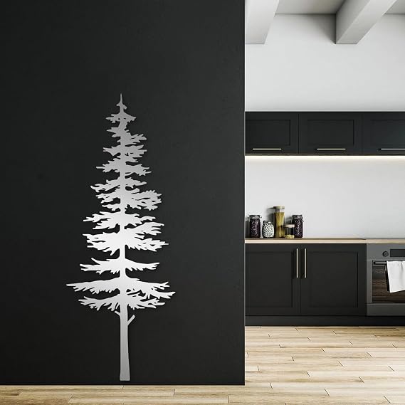 Idadey Metal Pine Tree Wall Art, Contemporary Pine Wall Art, Forest Theme Metal Art, Minimalist Forest Theme Art for Modern Living Rooms