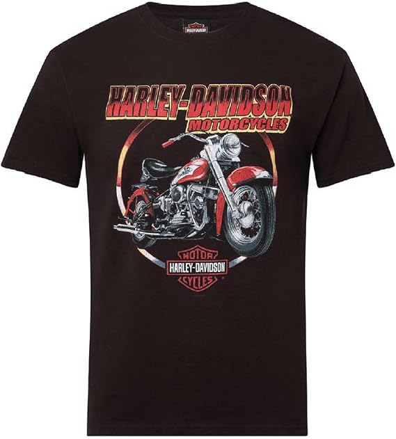 Harley-Davidson Men's Harvest Bike Short Sleeve Cotton T-Shirt, Black