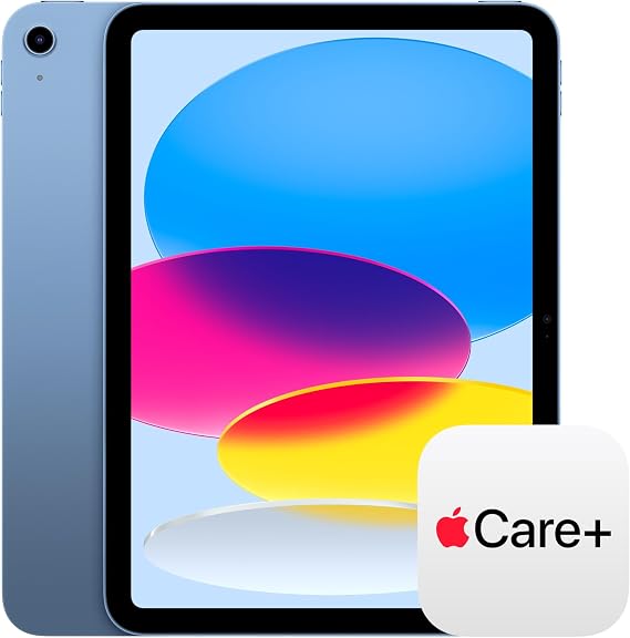 Apple iPad 11-inch: A16 chip, 11-inch Model, Liquid Retina Display, 128GB, Wi-Fi 6, 12MP Front/12MP Back Camera, Touch ID, All-Day Battery Life Blue with AppleCare+ (2 Years)