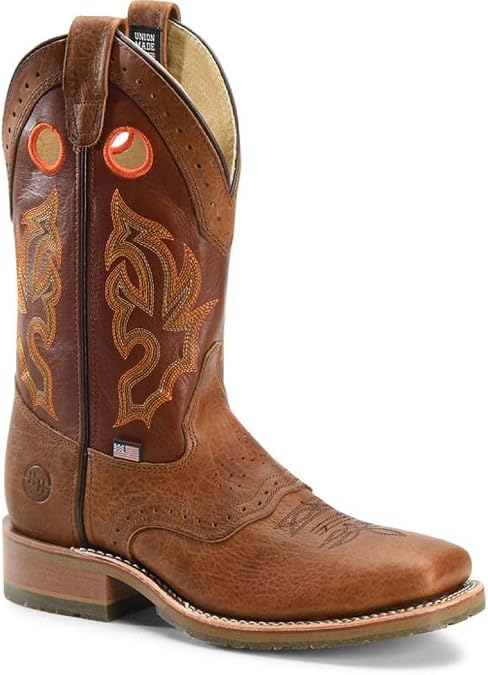 DOUBLE-H Mickey Steel Toe Men's Western Boots - Durable Leather, Slip-Resistant, Comfortable Cushioned Insole, Size Variety