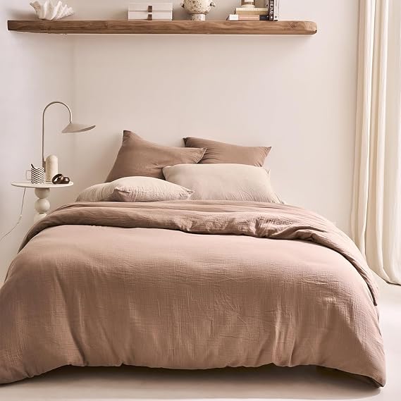 Cotton Gauze Duvet Cover 140 x 200 cm Tendresse Mocha