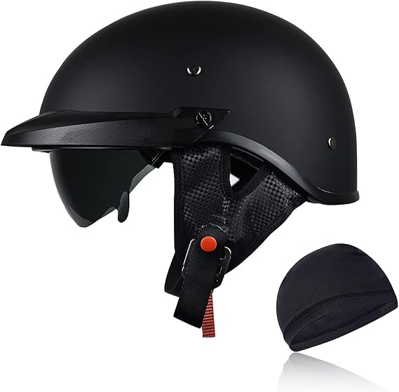 Half Helmet Motorcycle Men Women with Sunshield,Vintage Motorcycle Helmet Casco para Moto for Cruiser Scooter DOT Approved