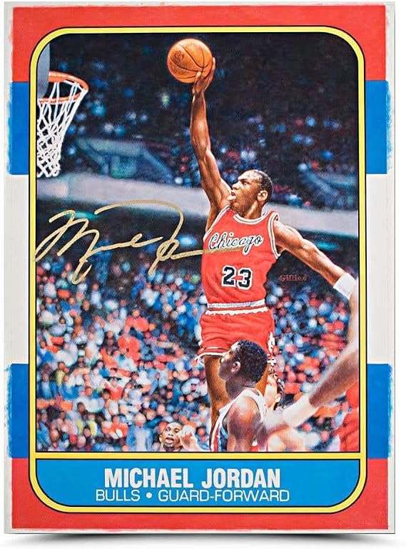 Michael Jordan Autographed Original Fleer Rookie Card Art - Upper Deck - Basketball Autographed Cards