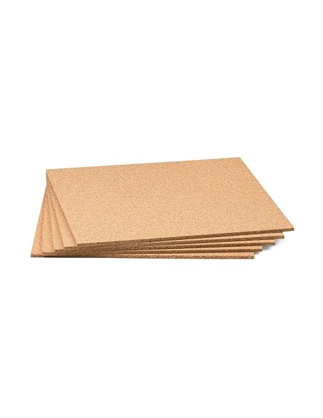 Cork Sheet With Adhesive 12" X 12" X 1/2" - 5 Pack
