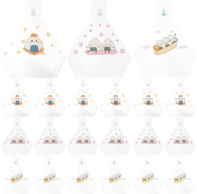 50pcs Disposable Onigiri Wrappers with Cute Pattern Easy Tear for Onigiri Rice Ball Nigiri Sushi and Triangle Kimbap