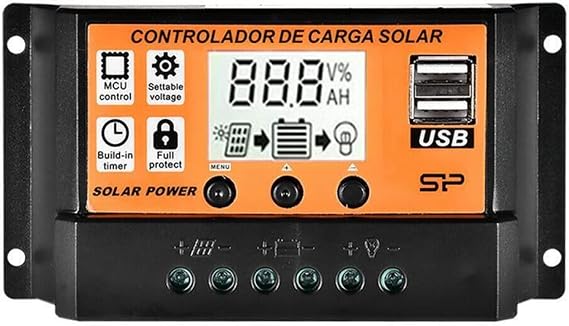 Solar Charge Controller, 100A/50A/40A/30A/20A/10A 12V 24V Auto Solar Charge Controller MPPT/PWM Controllers LCD Dual USB Output Solar Panel PV Regulator, Solar Panel Controller(100A)