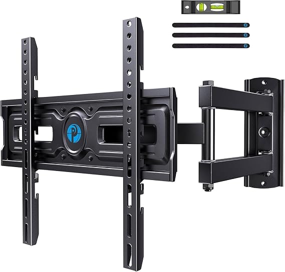 Pipishell Full Motion TV Wall Mount for Most 26-65 inch Flat & Curved TVs up to 88 lbs, Adjustable Bracket Height, Corner TV Mount with Single Articulating Arm, Max VESA 400x400mm, PIMF9