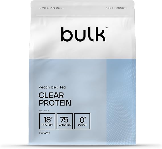Bulk Clear Protein, Fast Absorption, 800g | Whey & Collagen Blend, 40 Servings, 18g Protein, 5g BCAAs, Supports Muscle Growth, Refreshing Flavoured Drink, Peach Iced Tea