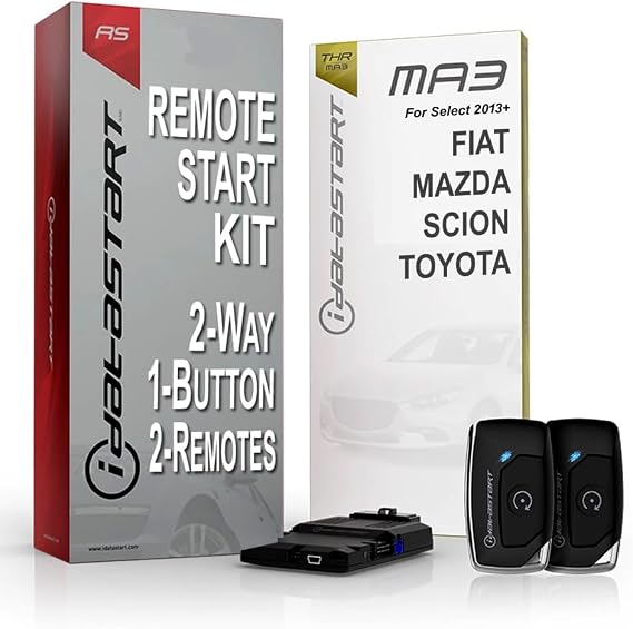 iDataStart Remote Starter KIT for Select Fiat/Mazda/Scion/Toyota Vehicles 2013+ w/3000ft Range (2-Way, 1-Button, 2-Remotes)
