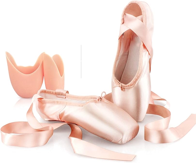 Ballet Shoes Girls Women Ladies Professional Ballet Pointe Shoes Satin Ballet Shoes with RibbonsProfessional Ballet Pointe Shoes Girls Women Dance Slippers for Girls ToddPink Silicone-35 EU