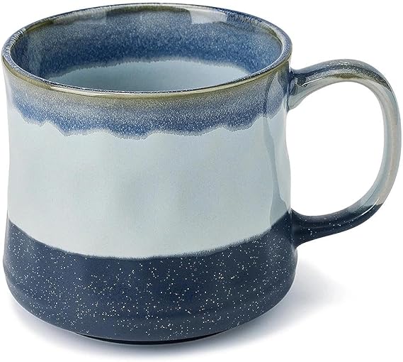 21 Oz Large Ceramic Coffee Mugs with a Large Handle，Big Tea Cup for Office and Home,Microwave and Dishwasher Safe，Hot Cold Drinking (Blue)
