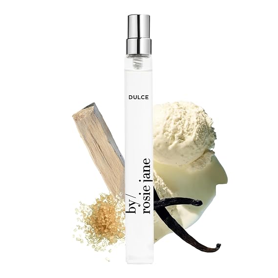 By Rosie Jane Travel Eau De Parfum Spray (Dulce) - Vanilla Perfume for Women - Clean, Non-Toxic Body Mist with Notes of Sweet Brown Sugar & Warm Hinoki Wood - Paraben, Sulfate & Phthalate-Free (10ml)