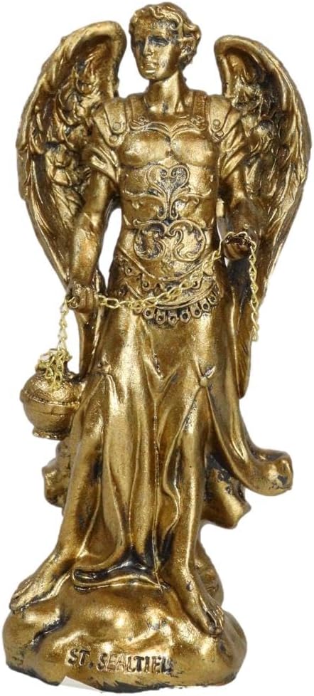 Ebros Holy Archangel Saint Saeltiel Carrying Censer Statue 5 Tall Angel Selaphiel Patron of Worship Intercession and Prayer of God Altar Collectible Figurine