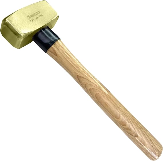WEDO Brass Sledge Hammer 1 lb, Club Hammer with Wooden Handle, Drilling Hammer, Crack Hammer, Die-Forge, Corrosion Resistant, DIN Standard, 12" Length