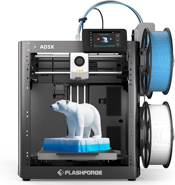 FLASHFORGE AD5X 3D Printer,Multi-Color 3D Printer with IFS,Fully Auto Leveling with Max 600mm/s High Speed Printing and Max 300C Nozzle,Large Printing Size 220 * 220 * 220mm