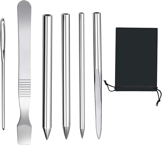 6PCS Paracord Needle Set - Paracord FID Tools - Stainless Steel Sewing Needles - DIY Bracelet Splicing Kit - Lacing & Weaving Decoration Tools (Silver)