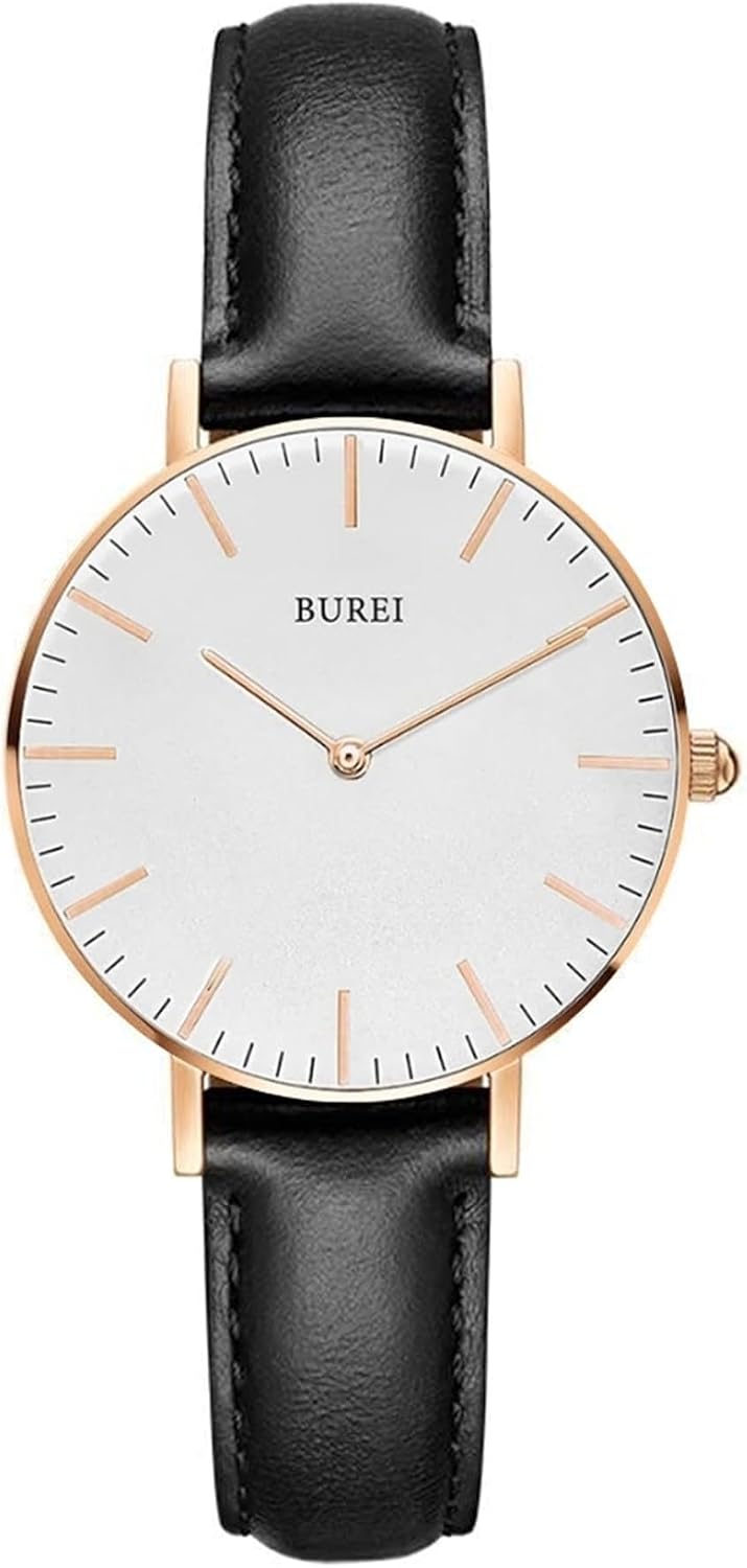 BUREI Ultra Thin Watches Demen Minimalist Watch Demen Japanese Analogue Quartz Demen Watch with Stainless Steel Mesh Band Gifts for Women