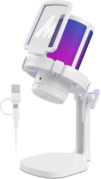 MAONO DGM20 USB Gaming Microphone for PC with Clear Voice & RGB Lighting | Noise Reduction, Tap-to-Mute, Gain Control and Plug & Play for Discord, Streaming, Podcasting, Chat and PS5/PS4 Gaming