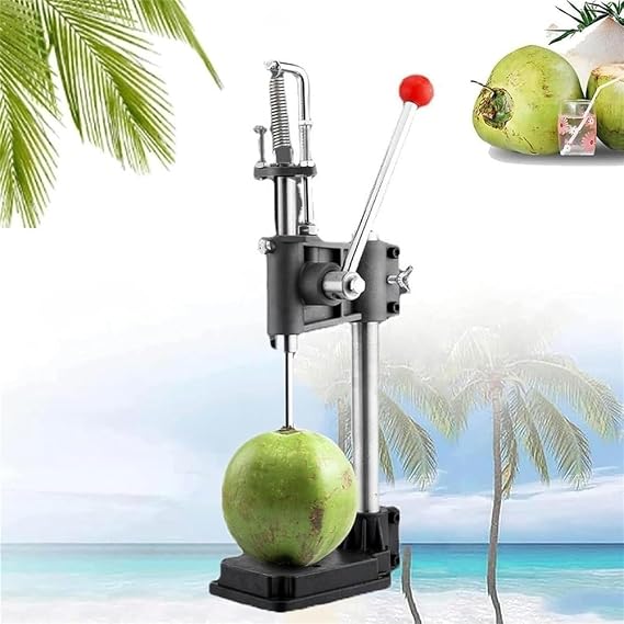 Coconut Opener Machine Vertical,Thick Metal Base Manual Coconut Hole Opening Tool,Commercial Hand Press Driller Opener,for Tender Coconut Fruit Shop Home