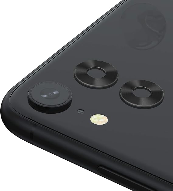 For iPhone XR Camera Lens Protector - [2 Pack] Premium Aluminum Alloy Back Rear Camera Lens Screen Cover Case Shield - Black