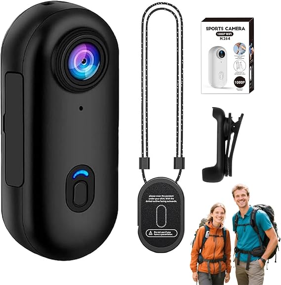 POV Camera, 4s Body Camera, Handsfree POV Pro Body Cam, HD 1080p/4k Mini Wearable Body Adventure Action Cameras with Audio Video, for Vlogging Cycling Diving (Black, 1080P)