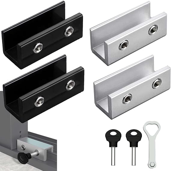 4Pcs Sliding Window Lock, Sliding Window Security Locks Sliding Door Lock for Child Safety, Adjustable Sliding Window Locks Window Safety Lock with Key for Patio Bedroom Home and Office