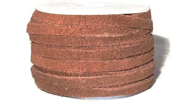 | Genuine Suede Leather Cords Lace Flat Cord String Thread Velvet Cord | Supple Quality for Necklaces Bracelets Chokers DIY Crafts Jewelry Making | 4mm Red Brown 10 Meters (10.93 Yards)