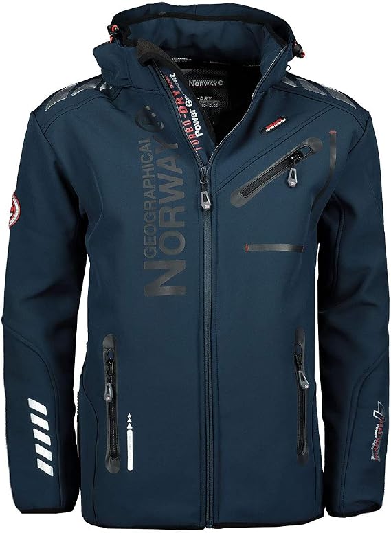 Geographical Norway Royaute Men Waterproof Softshell Jacket Outdoor Breathable Hooded Jacket Windproof Winter Jacket Ideal Outdoor Activities