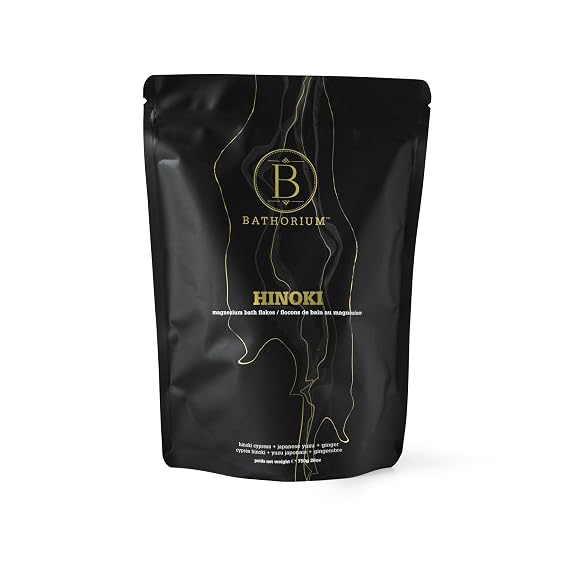 Bathorium Hinoki Mineral Magnesium Chloride Bath Flake, Relaxing Bath Soak with Japanese Hinoki, Detoxifying, pH Balanced for Women, Good for Sensitive Skin, 26 oz