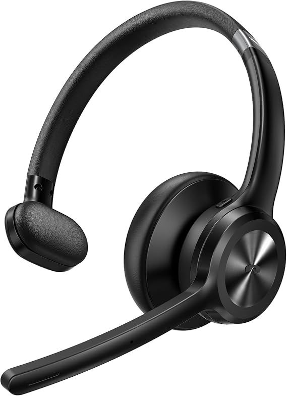 TECKNET Bluetooth Headset with Microphone Wireless Headset with BT6.0 Technology Wireless Headphones with ENC Microphone Noise Cancellation Headset with Microphone Wireless for Office/Remote Work