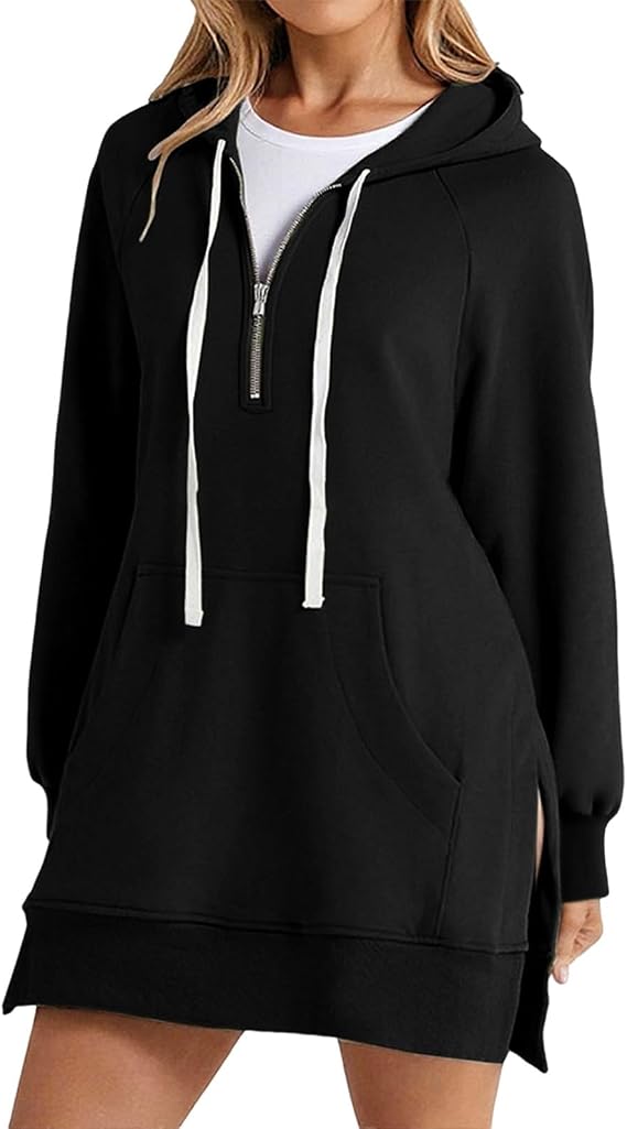 Warmy Oversized Hoodie Dress, Womens Zipper Sweatshirt Plus Size Spring Clothes for Women 2026 Long Sleeve Pullover