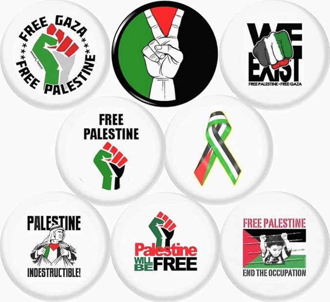 FREE PALESTINE 8 NEW 1" inch (25mm) buttons pins badges gaza end the occupation indestructible ...