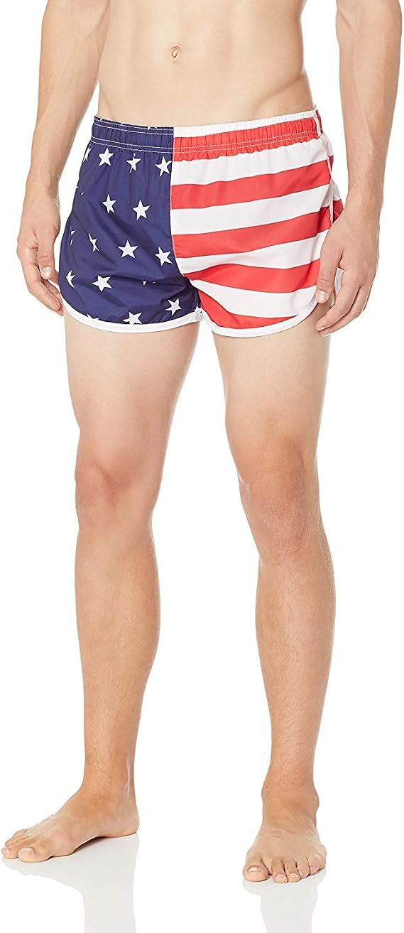 Unisex American Flag Side Split Running Shorts 1830AF S