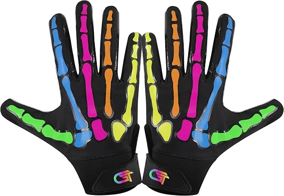 Glorious Traders Youth Football Gloves American Wide Receiver Football Gloves for Adult Men Women & Boys with Super Sticky Silicone Grip Palms Ultimate Performance Booster