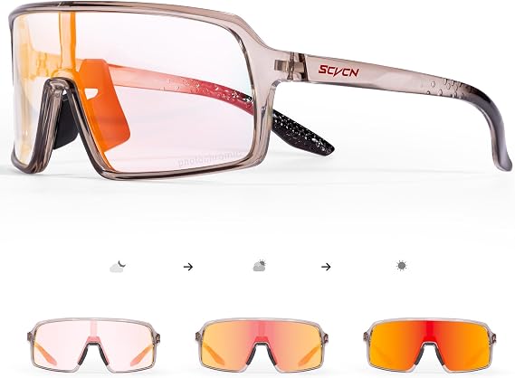 SCVCN Cycling Glasses Self-tinting for Men and Women Photochromic Sports Sunglasses Clear Road Bike Glasses TR90 Frame S6A0