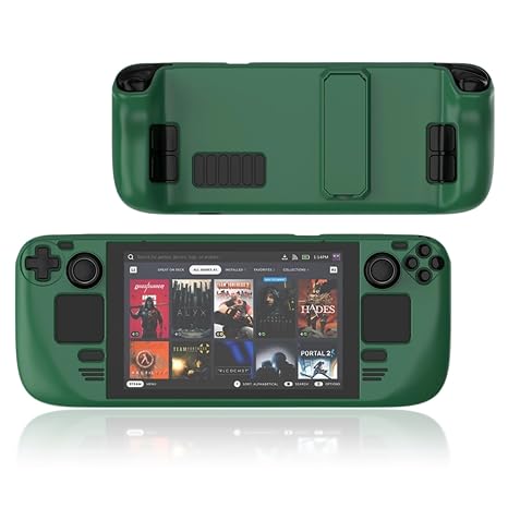 DHASUWT Steam Deck Case, Kickstand Protective Case Compatible with Steam Deck/Steam Deck OLED, Non-Slip Scratches Dust Fingerprints Resistant Protective Shell Steam Deck Accessories (Green)