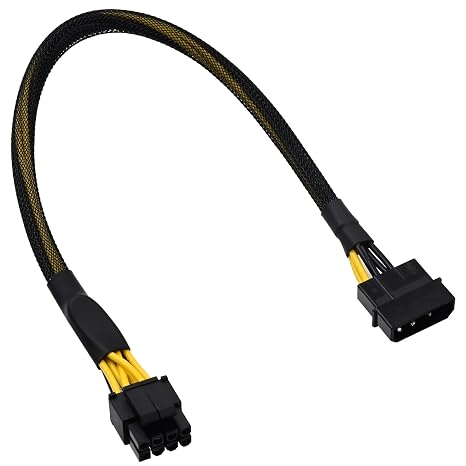 COMeap Molex to CPU 8 Pin EPS Power Cable, LP4 Molex Male to CPU 8 Pin (4+4) EPS-12V Adapter Converter Sleeved 13-inch(33cm)