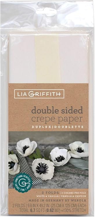 Double-Sided Extra Fine Crepe Paper 2/Pkg-White/Vanilla & Vanilla/Chiffon
