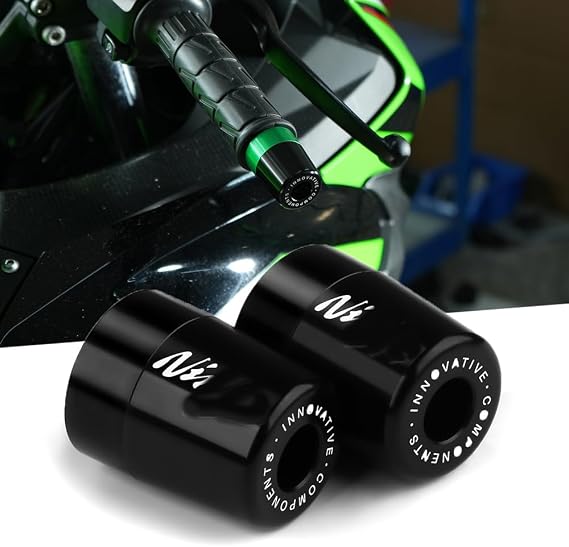 Handlebar Grip End For Kawasaki Ninja 250 300 400 650 1000 400R 250R 250SX 1000SX H2R ZX14R ZX10R ZX6R Motorcycle CNC Aluminum Handlebar Bar Ends Plug Balance Pad Accessories (black)
