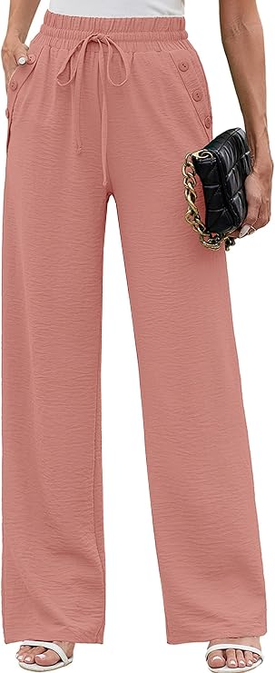 Heymoments Wide Leg Pants for Women High Waist Tie Knot Trousers