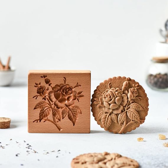 Wood Cookie Cutter Gingerbread, Presses Carved Wooden Cookie Mold Cookie Stamp Molds for Springerle, Tragacanth, Marzipan, Russian Pryanik, Gingerbread, Lebkuchen and Tirggel