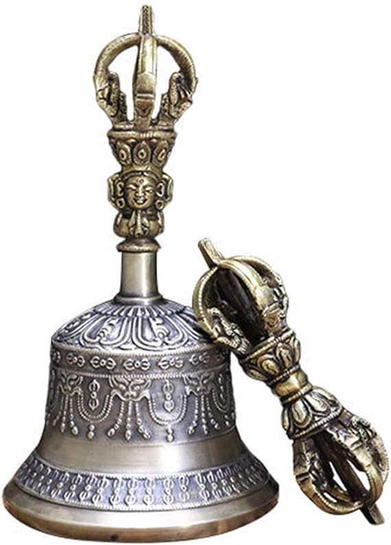 Feng Shui Tibetan Buddhist Antique Copper Bell Dorje Vajra Handmade for Buddhist Rituals W3920