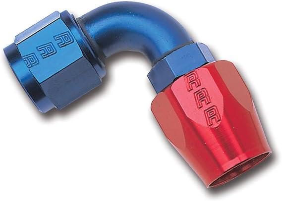 RUSSELL/EDEL 610170 Red/Blue Anodized Aluminum -8AN 90-Degree Hose End