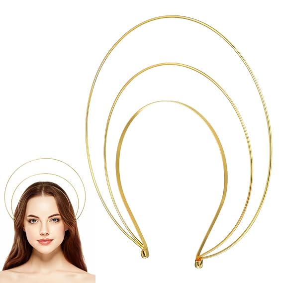 Beaupretty Halo Headband Gold Halo Crown, Goddess Crown Halloween Costume Headpiece for Wedding Cosplay Prom