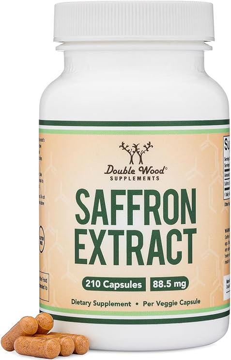 Saffron Supplement for Focus - Saffron Extract 88.5mg Vegan Capsules (210 Count) Supports Focus and Vision, Including Retina and Lens Herbal Dietary Supplement by Double Wood