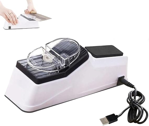 Electric Knife Sharpener,Double Sided Knife Sharpener, Afilador De Cuchillos Electrico, 5 Seconds QuickSharpening, Automatic KnifeSharpener for All Types of Knives(1pcs)