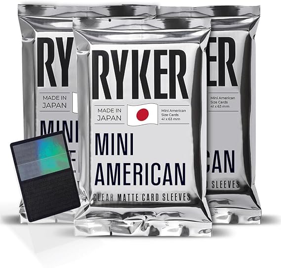 Ryker Mini American Board Game Sleeves Card Protectors (3 Pack, Clear, 41x63 mm, 300 Sleeves)