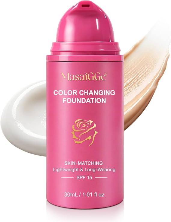 Colour Changing Foundation, 2026 New SPF 15 Skin Tone Adapting Liquid Foundation for Women Self Adjusting Natural Finish - Long Lasting Color Match for Face (1PC)