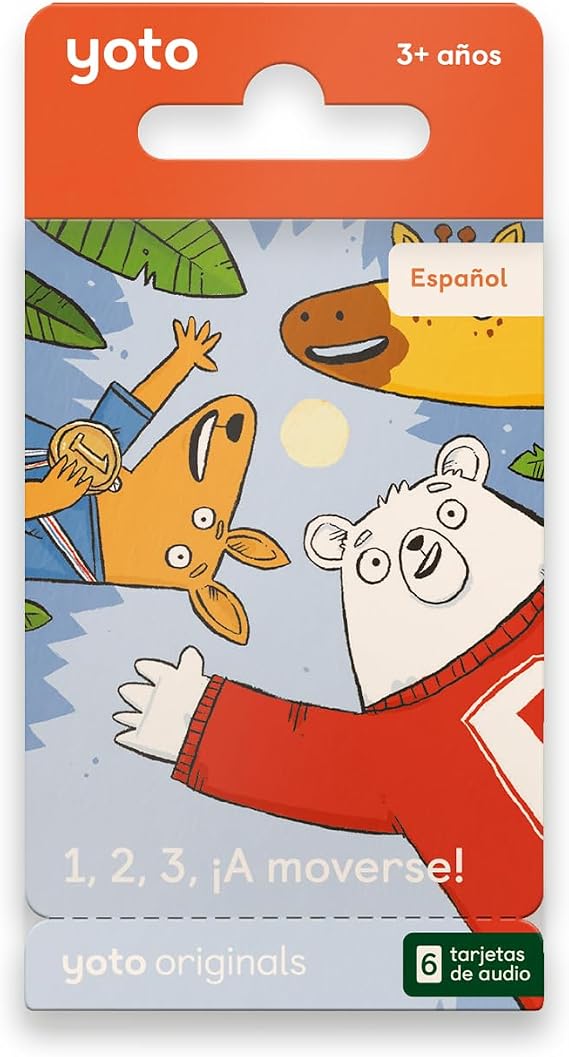 YOTO 1, 2, 3, A moverse! - 6 Tarjetas de Audio en Espanol | Spanish audio cards for Yoto Player and Mini | bilingual movement stories and songs | screen-free learning ages 3+