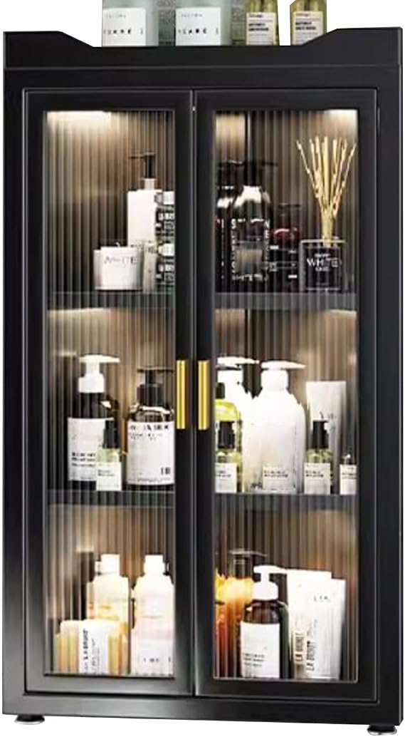 Spacious Corner Wall Cabinet For Kitchen Bathroom Living Room - Triangle Storage Rack With Double Doors And Lockers Hanging Cupboard In Balcony Entryway(Black)